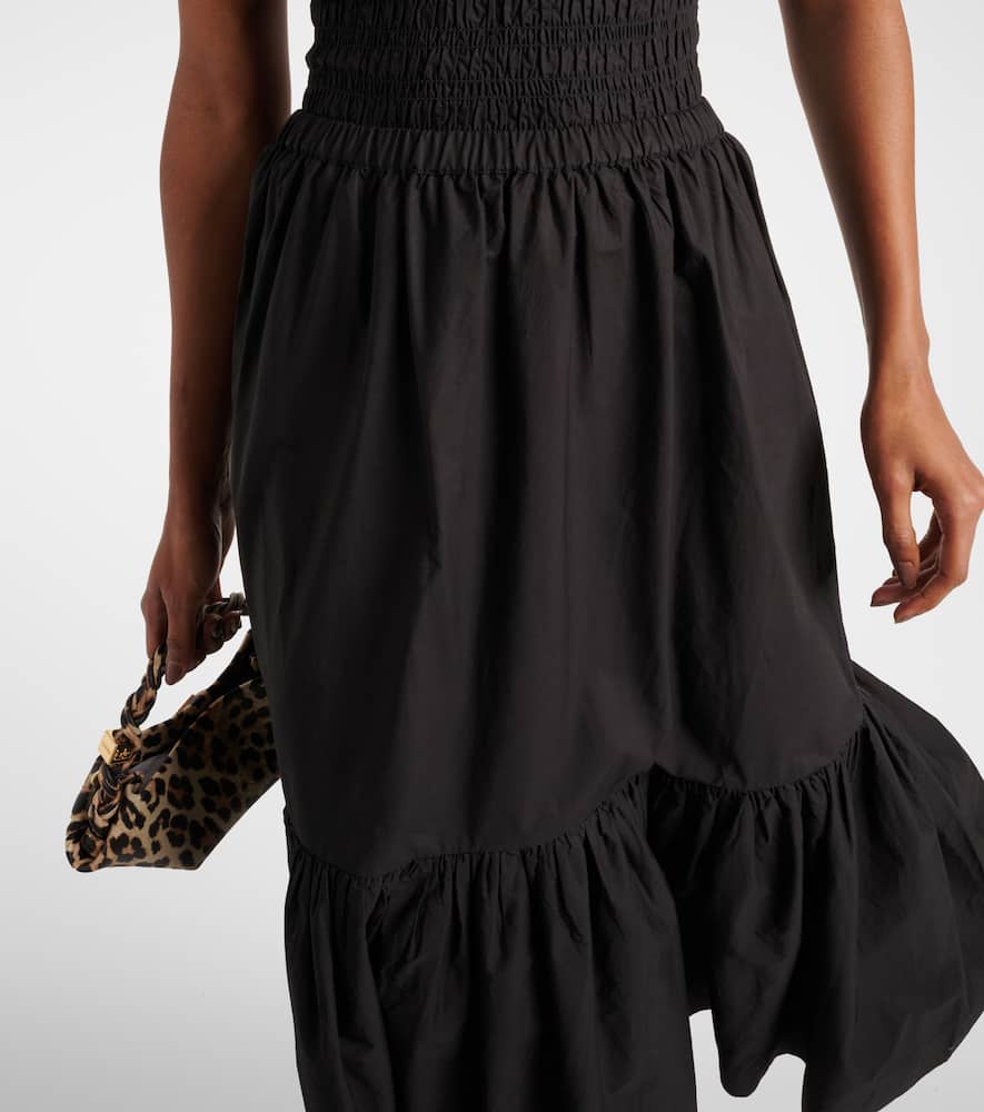 Cotton poplin midi skirt