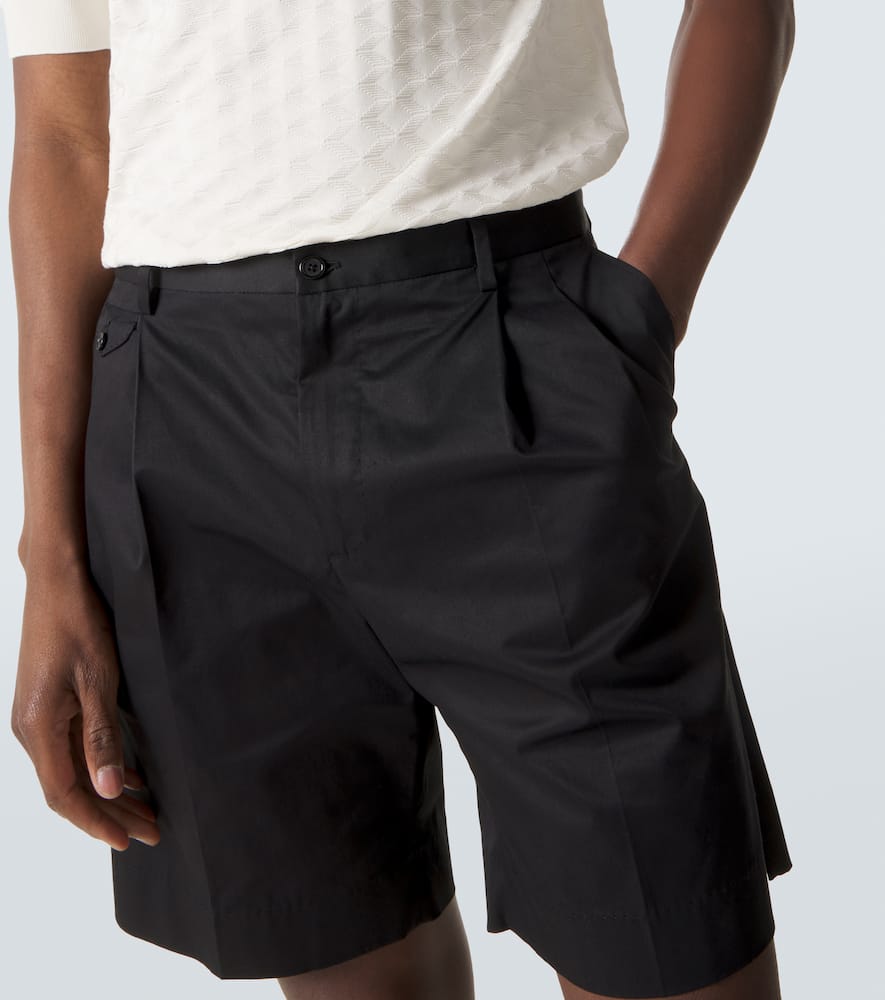 Cotton Tailored Shorts with Double Pleat
