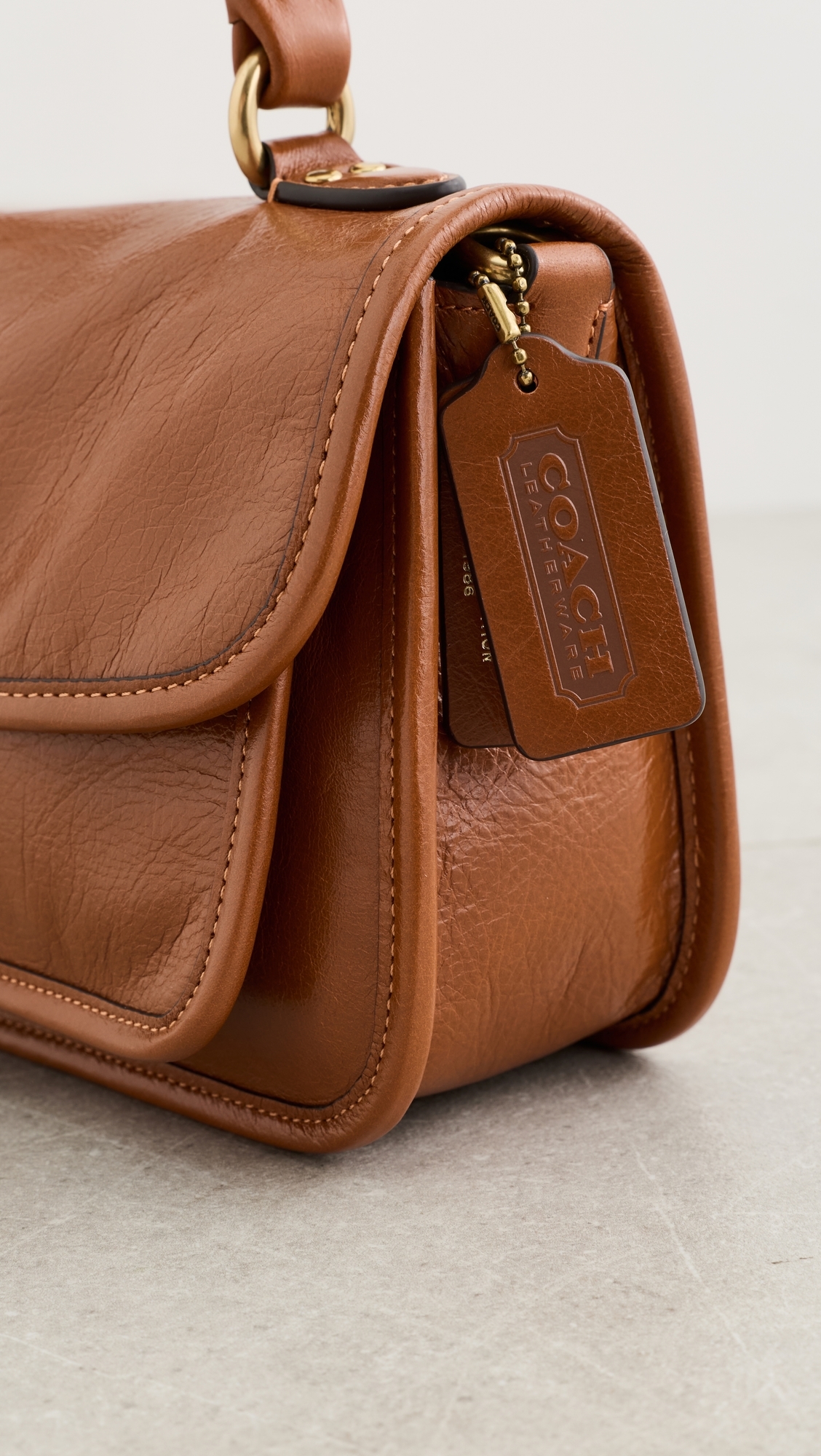 Glazed Grain Leather Metropolitan Bag 24 Amber Brown One Size