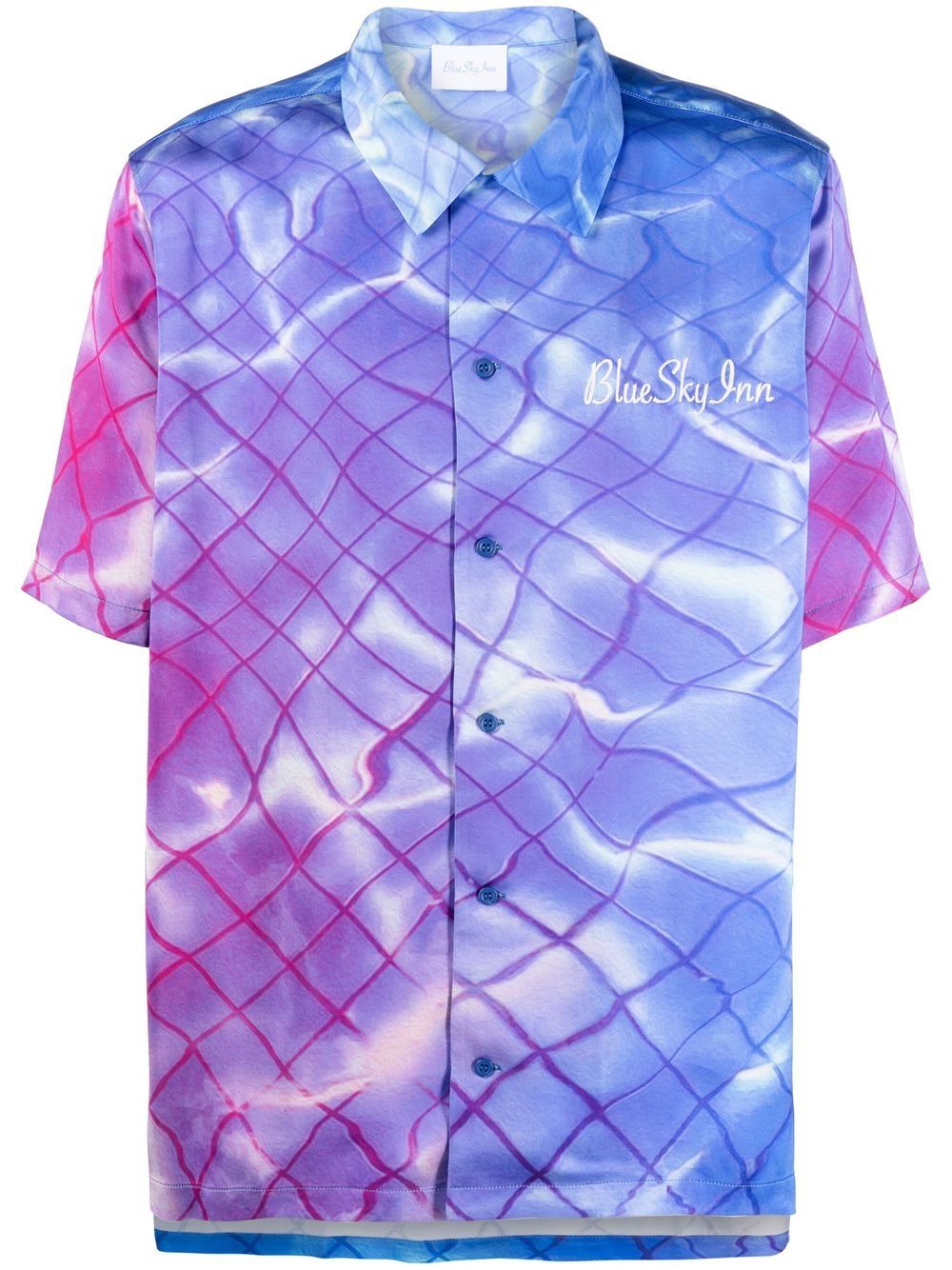 Logo-embroidered graphic-print shirt - Purple