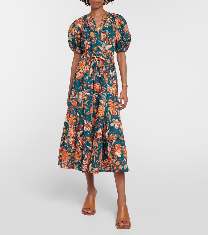 Olina floral cotton midi dress