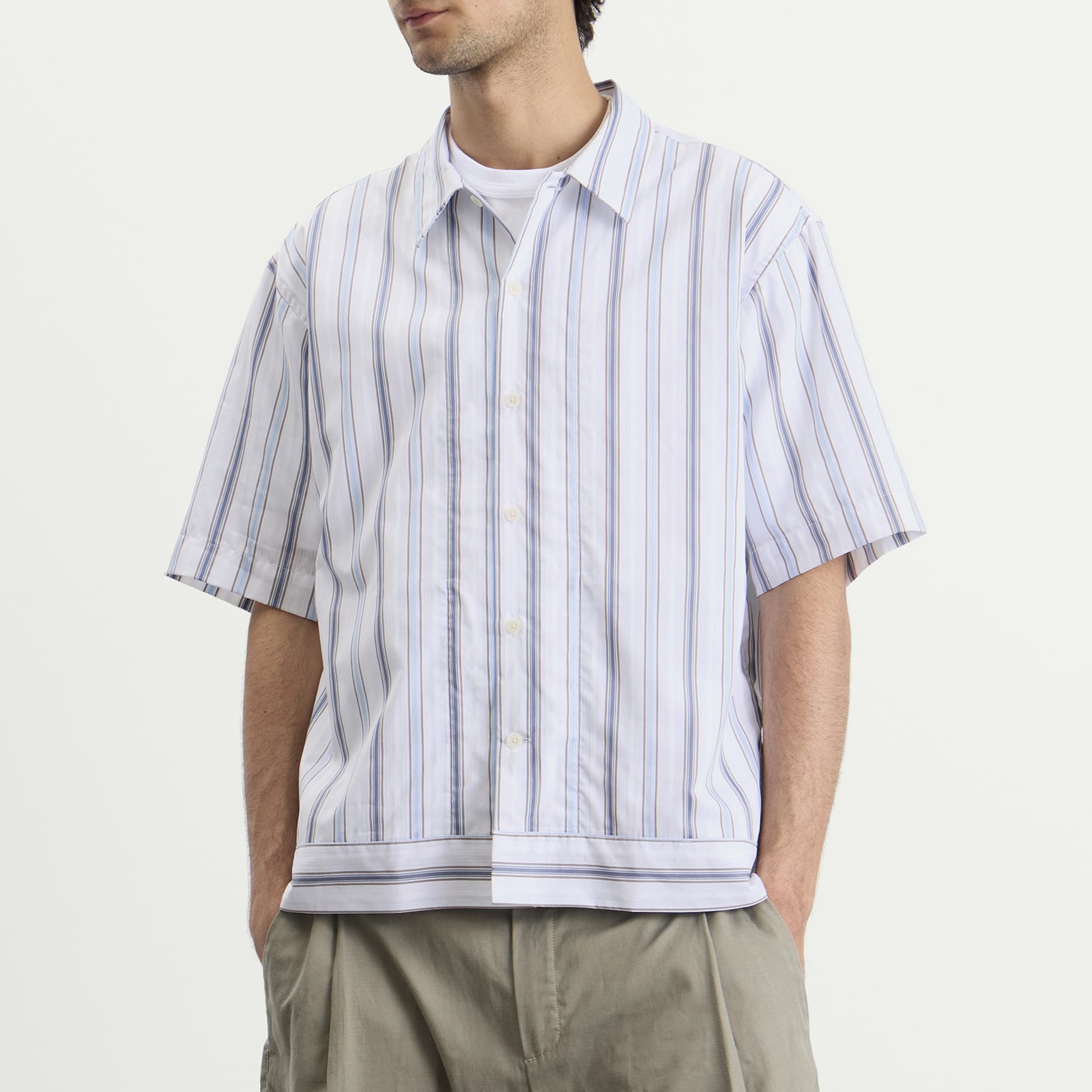 Men's Reed Boxy Short Sleeve Shirt Blue Stripe
