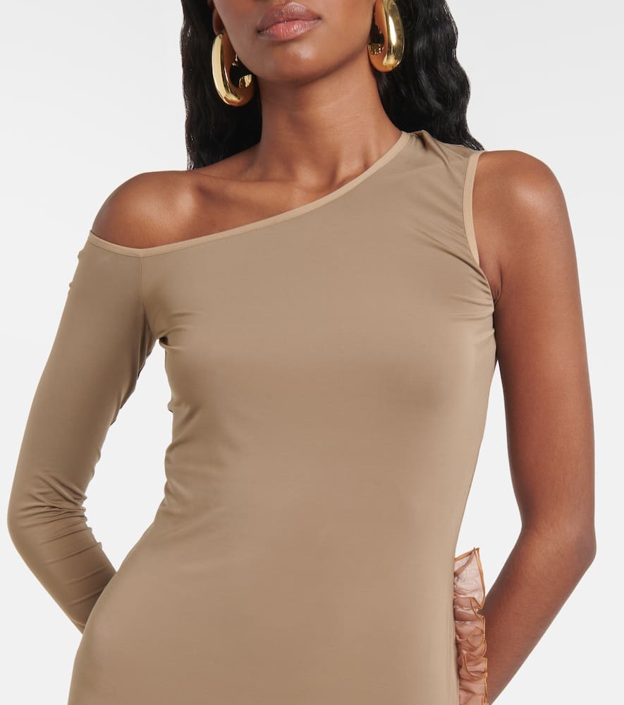 Asymmetric ruffled maxi dress