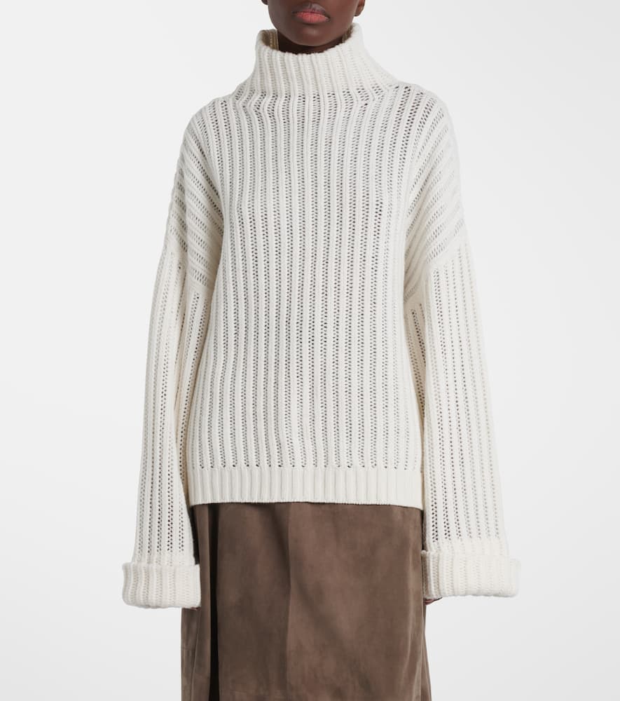 Ribbed-knit cashmere turtleneck sweater