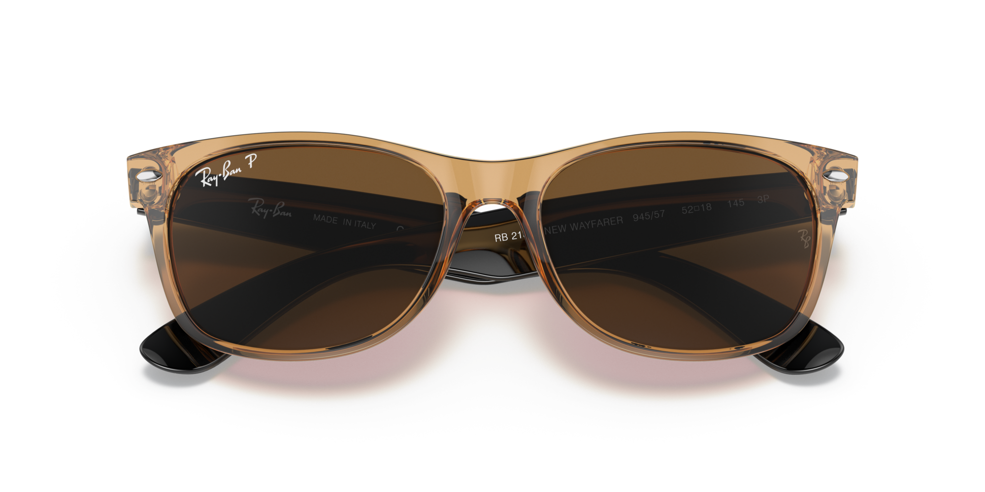 Ray - Ban Unisex Ray - Ban RB2132 NEW WAYFARER 945/57 Sunglasses Nylon Yellow Brown Squared Polarized