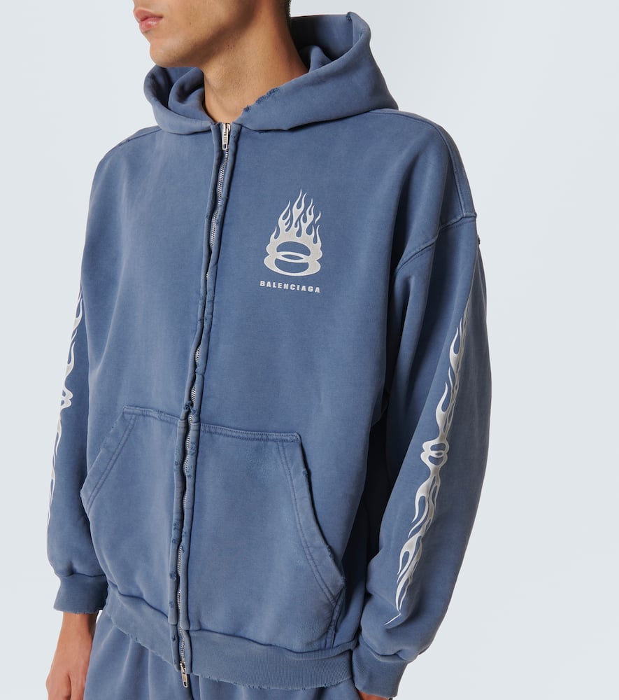 Burning Unity zip-up cotton hoodie