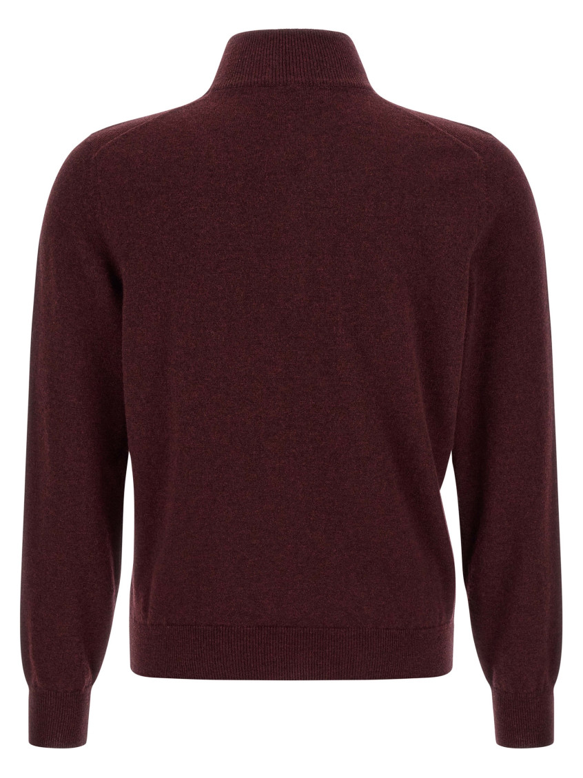 Maroon Solid Mock Collar Sweater