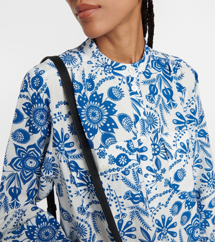 Aubrey floral linen-blend blouse