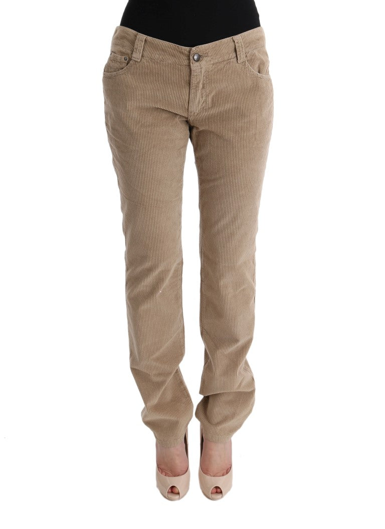 Cotton Velvet Trousers — Beige