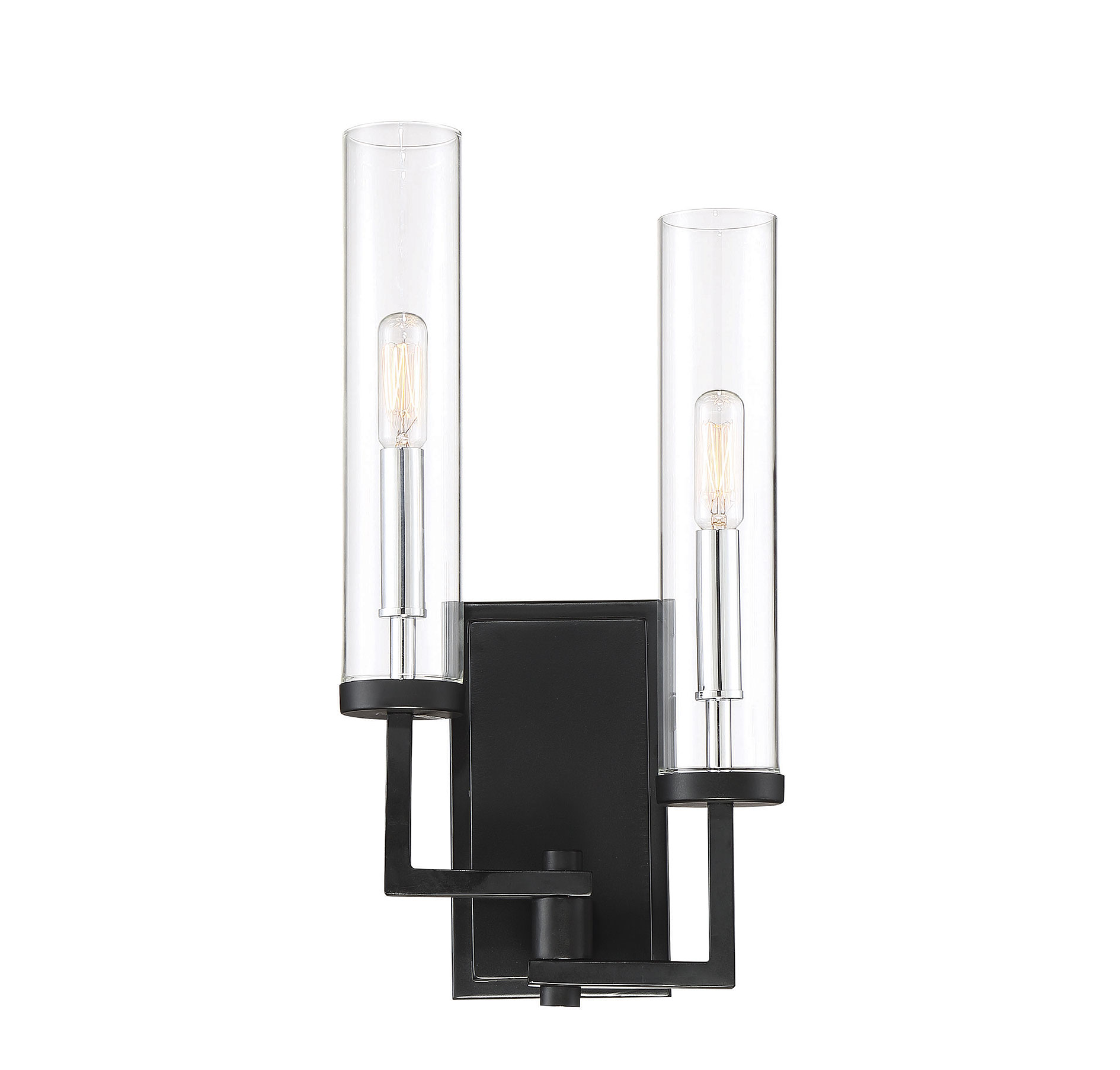 Savoy House Folsom 2-Light Wall Sconce in Matte Black with Polished Chrome Accent