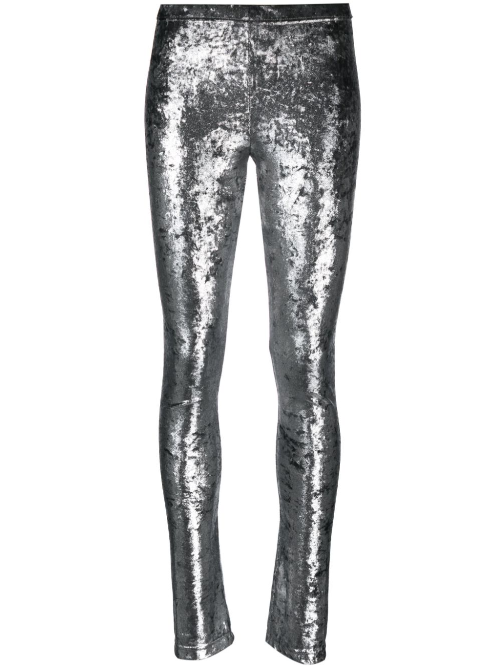 Metallic-effect high-waist leggings - Silver