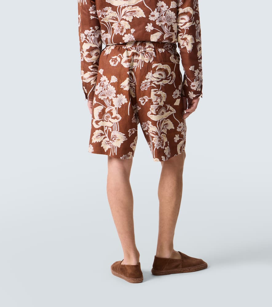 Floral linen Bermuda shorts