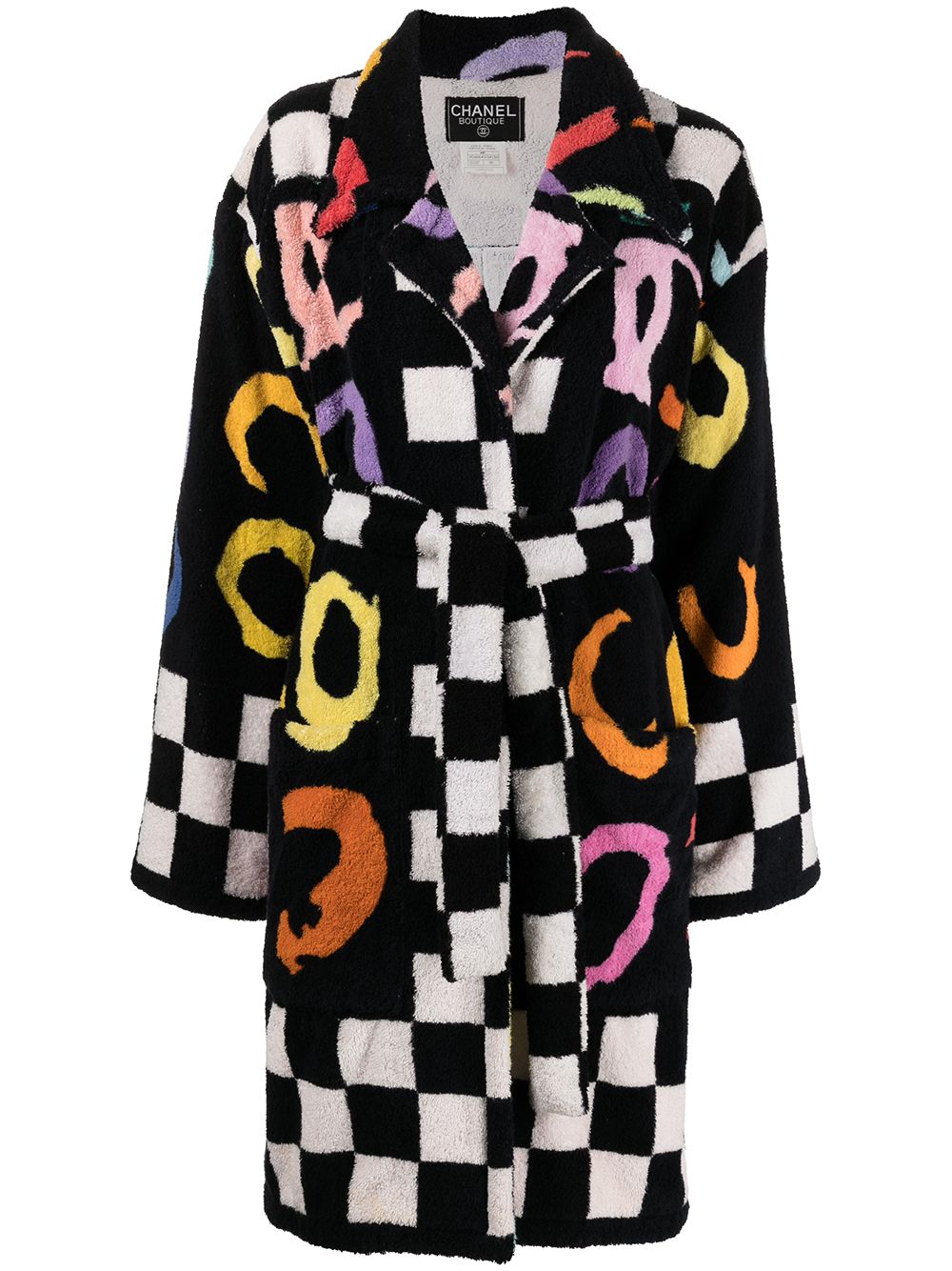 1995 CC check-print bathrobe - Black