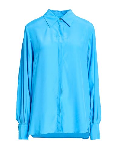 Woman Shirt Azure Size 10 Acetate, Silk