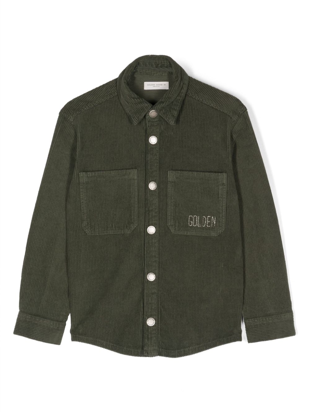 Logo-embroidered corduroy shirt - Green