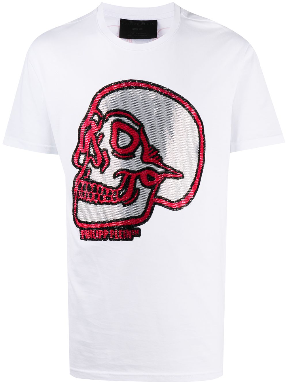 Crystal outline-skull cotton T-shirt - Black