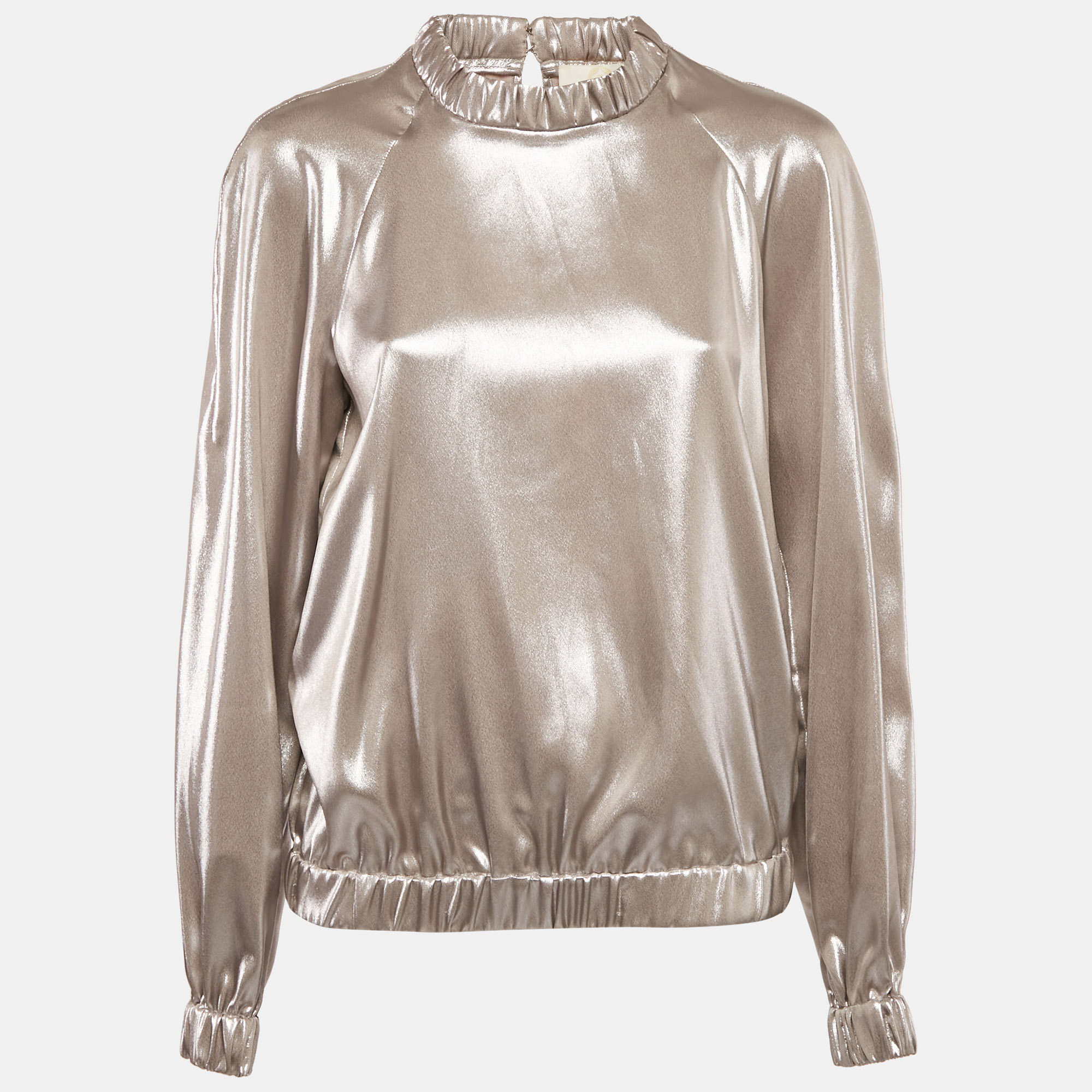Sara Battaglia Metallic Lam&eacute; Full Sleeve Top