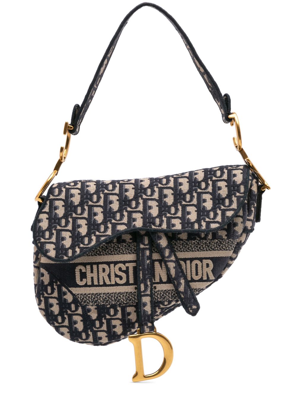 2019 Oblique Embroidered Canvas Saddle Bag shoulder bag - Blue