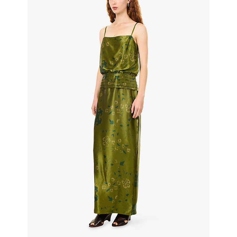 Womens Ofelia Printed Silk Midi Dress