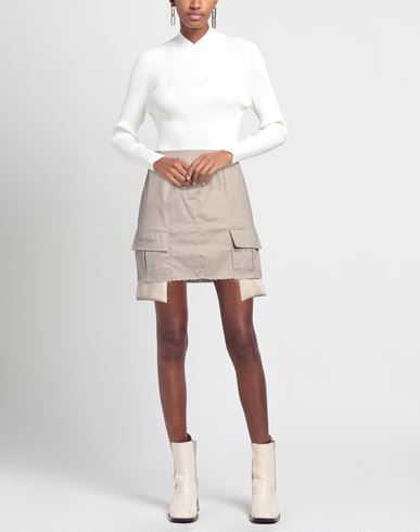 Disclaimer Woman Mini skirt Beige Size L Cotton, Elastane