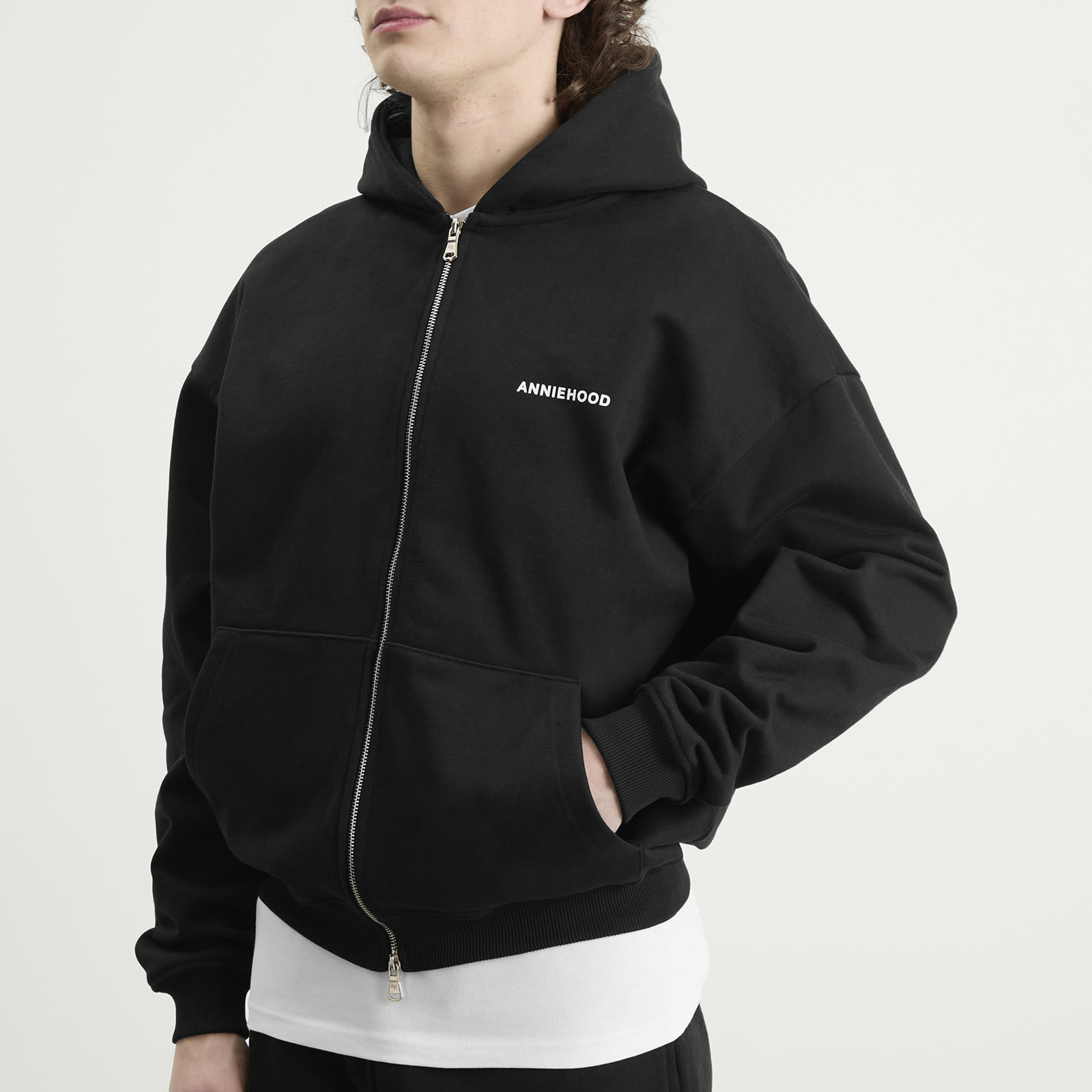 Men's Mini Logo Zip Hoodie Black