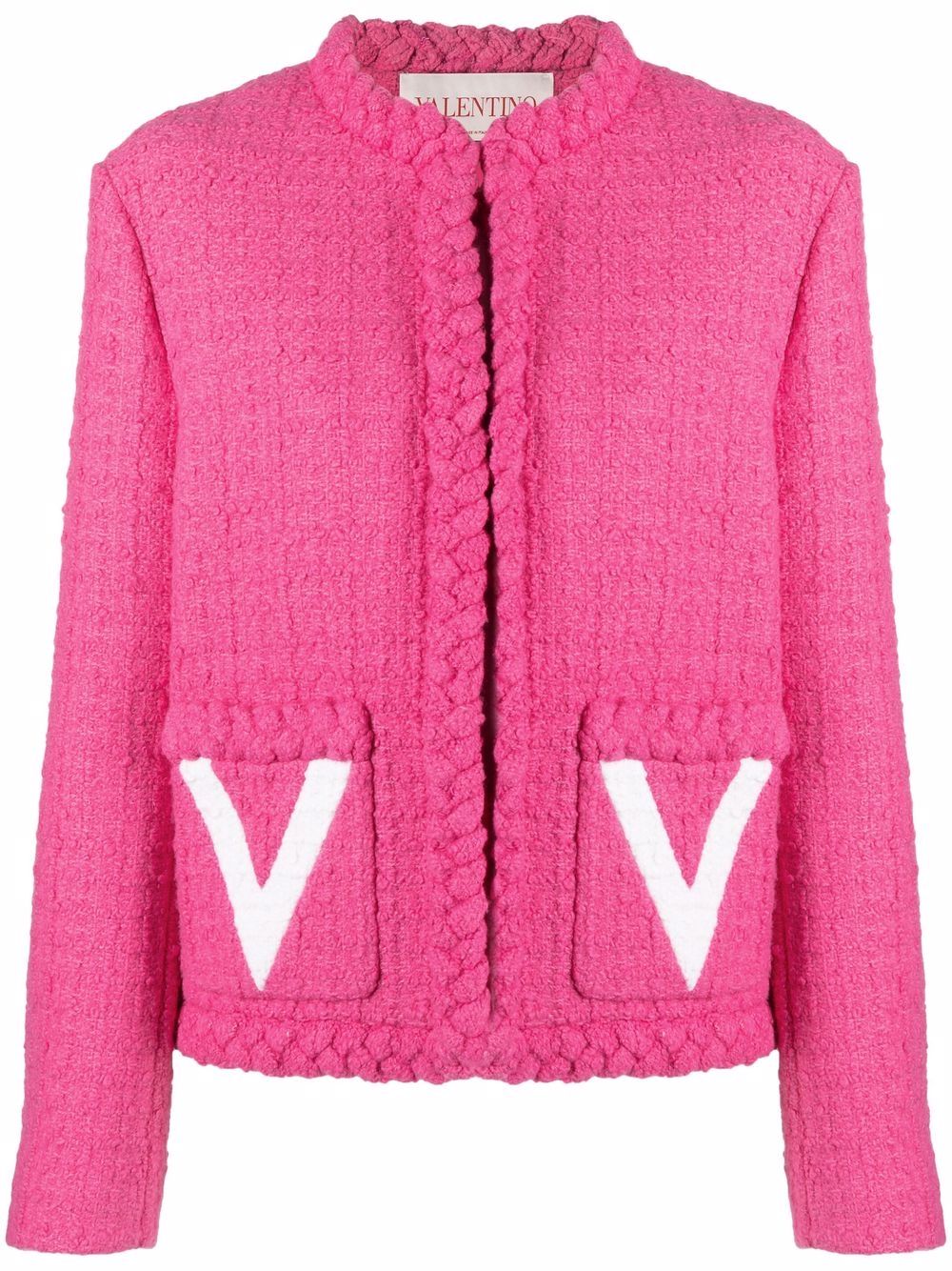 Timeless woven-detail tweed coat - Pink