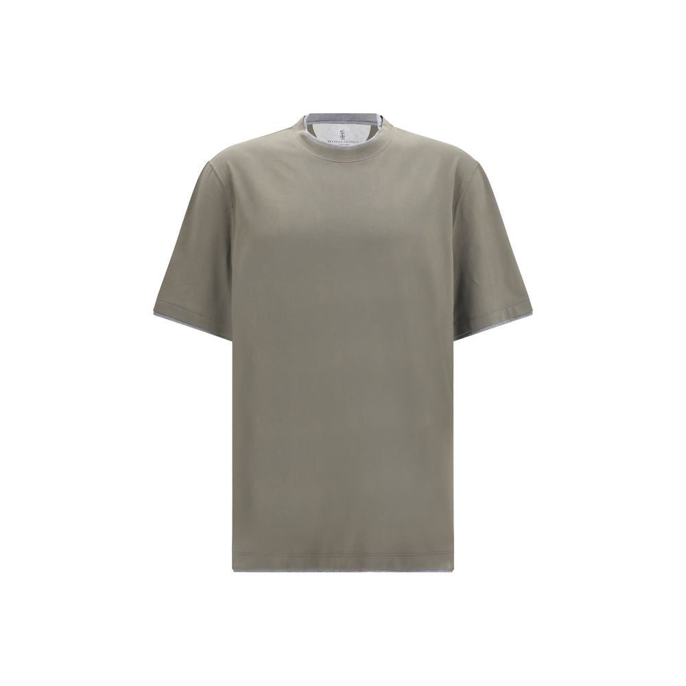 Bicolor Cotton T-Shirt — Beige