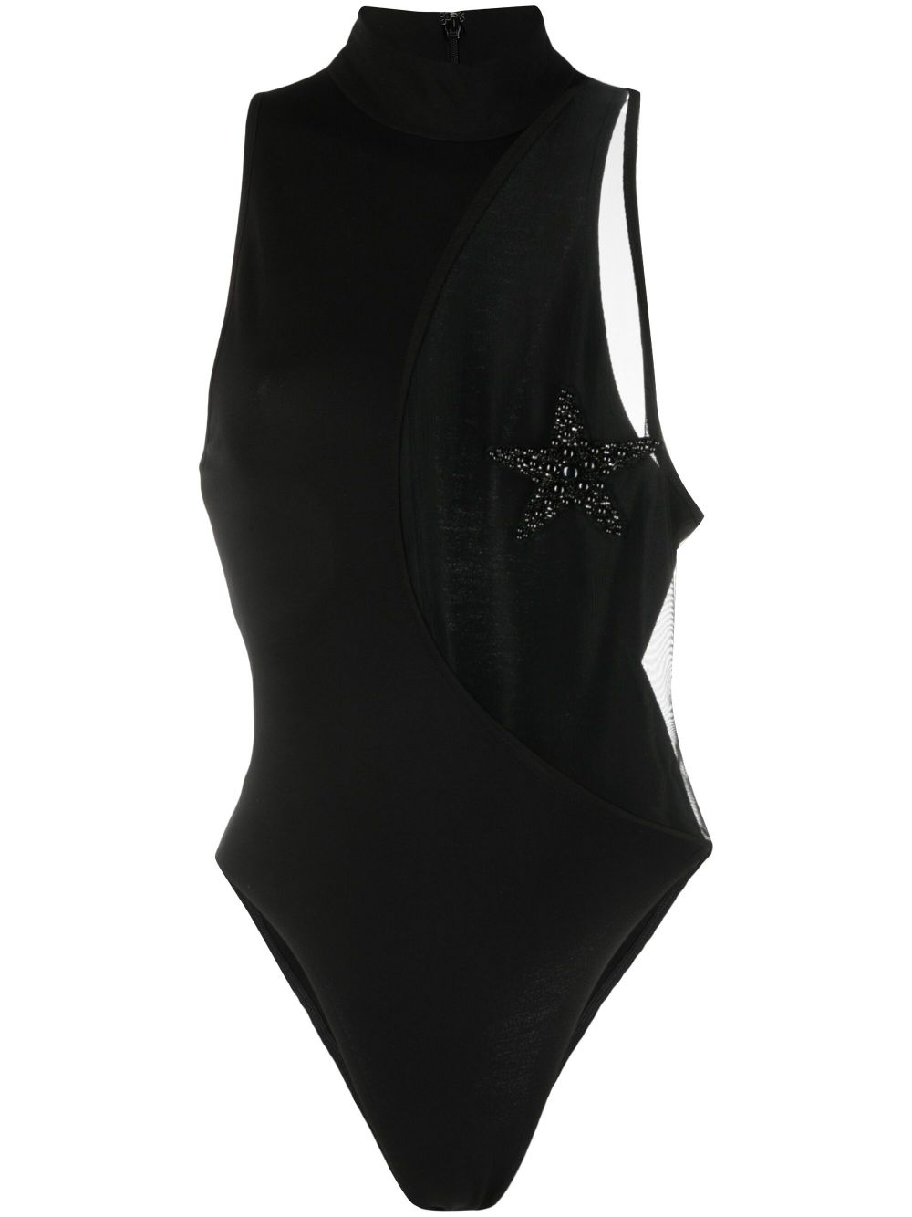 Star-detail cut-out bodysuit - Black
