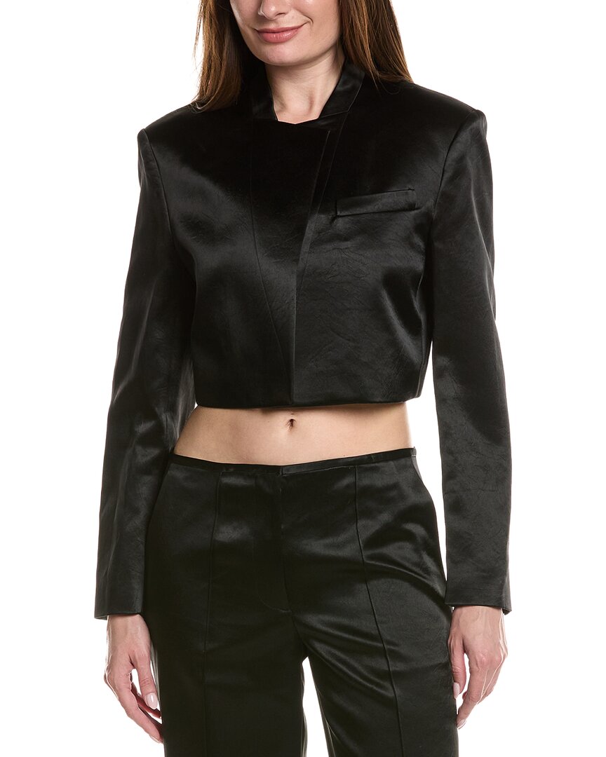 Crop Textured Satin Blazer
