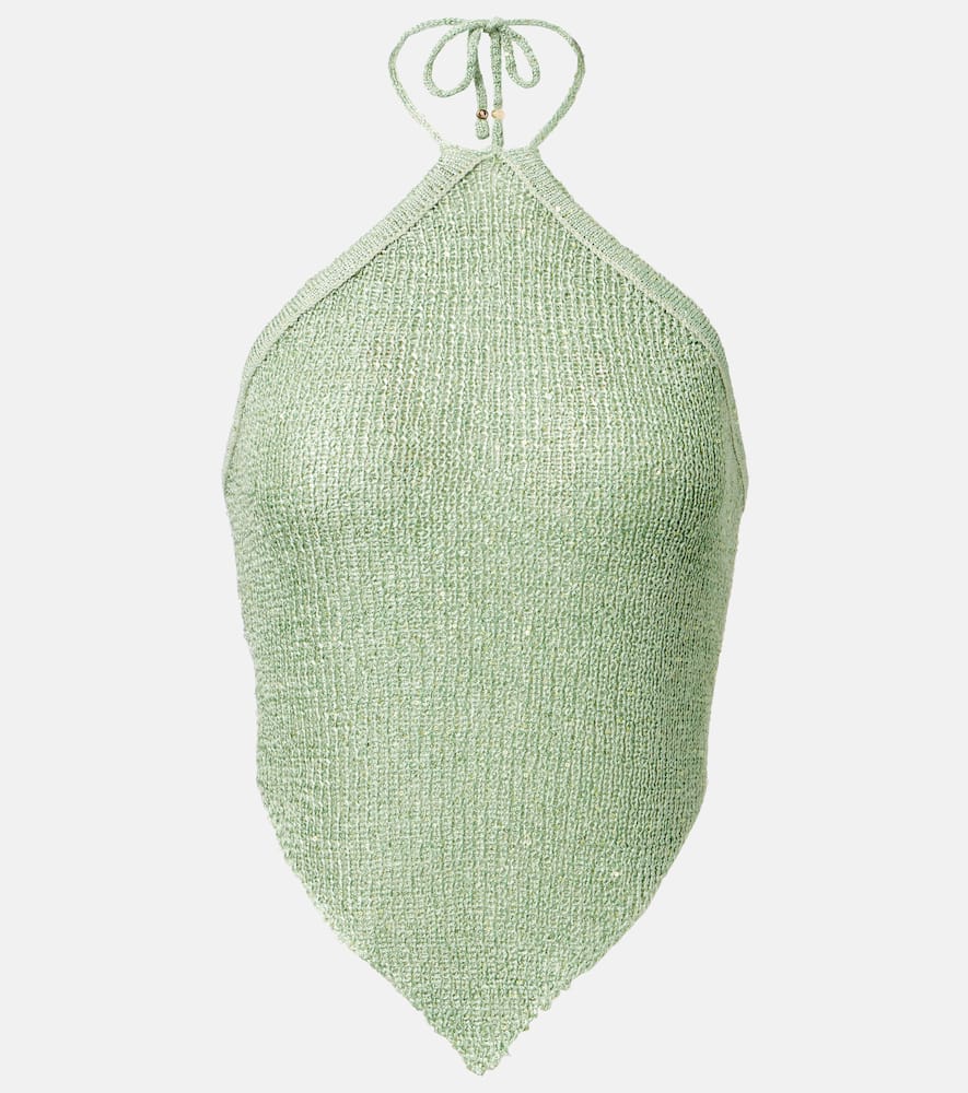 Liz sequined knitted halterneck top