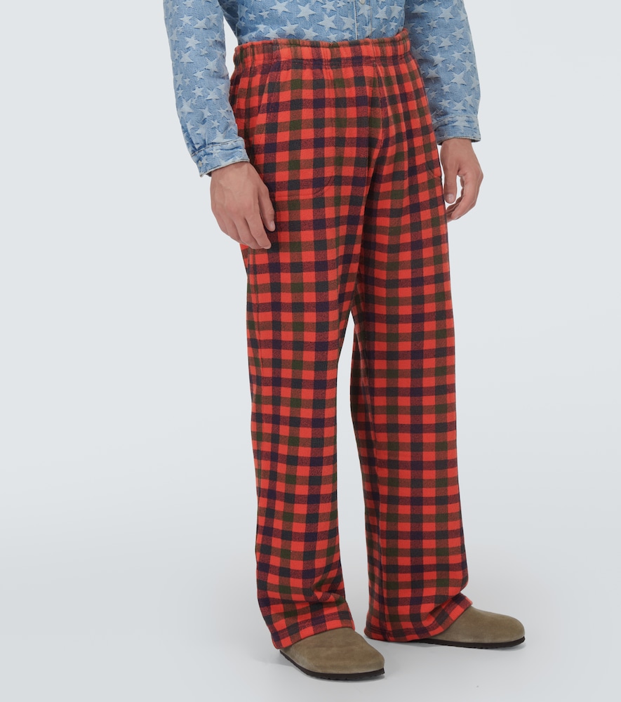 Checked cotton straight pants
