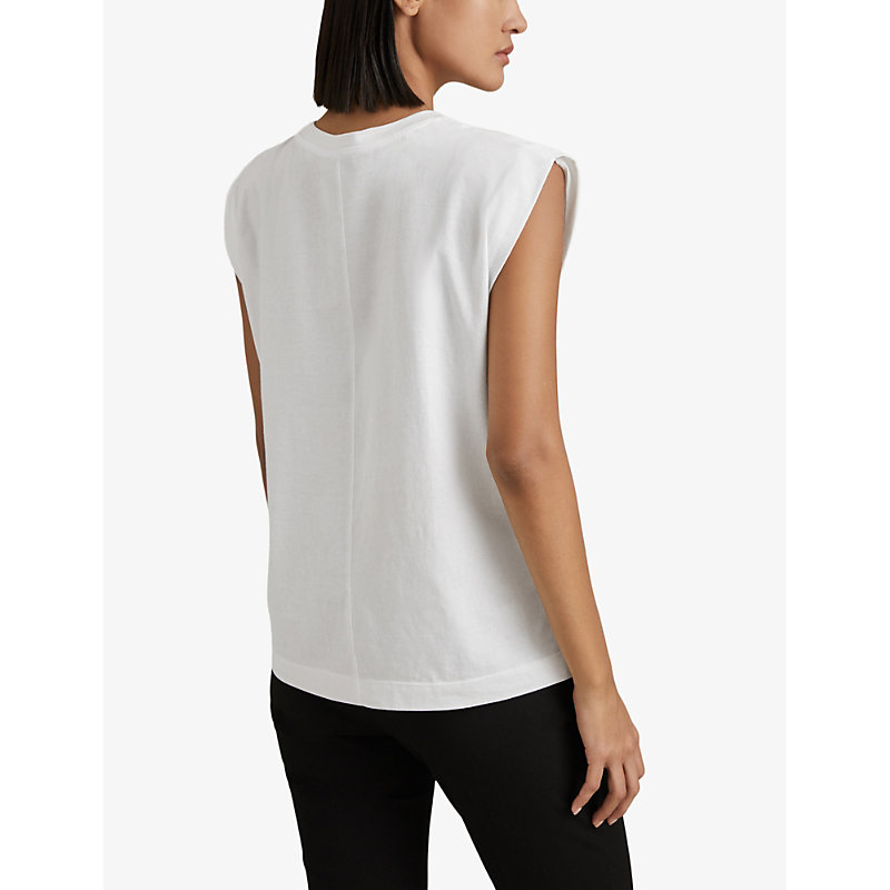 Womens White Morgan Capped-sleeve Cotton T-shirt