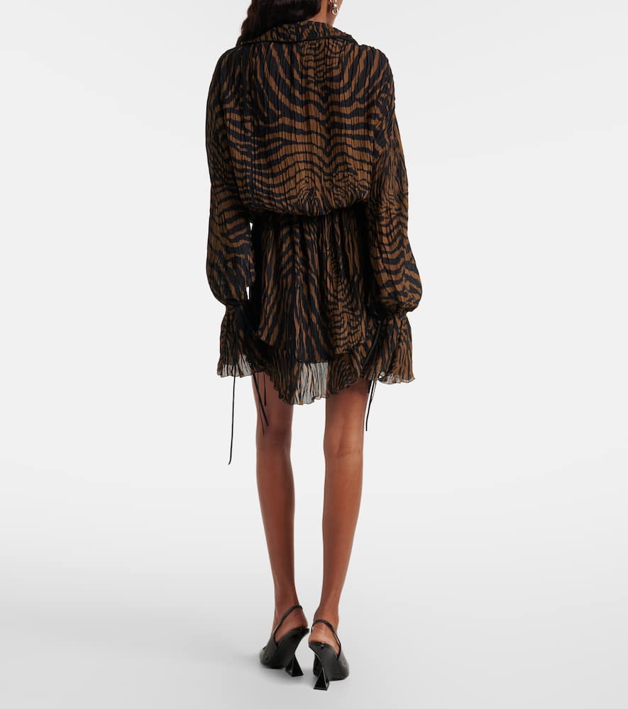Zebra-print chiffon mini dress
