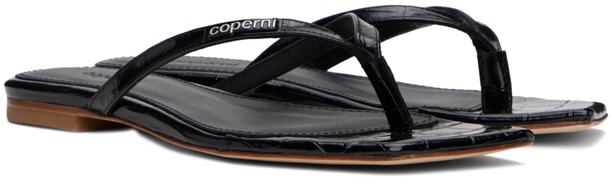 Coperni Black Croco Slanted Flip Flops
