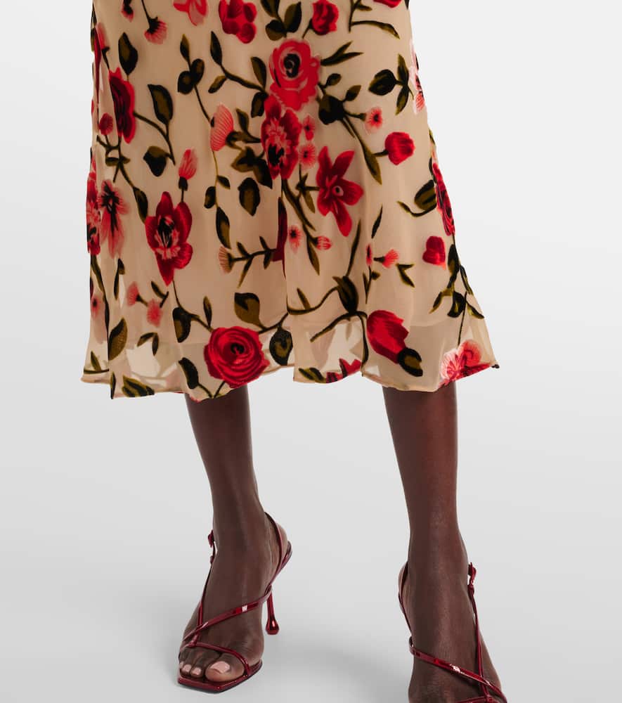Rodarte Sheer floral velvet devoré slip dress
