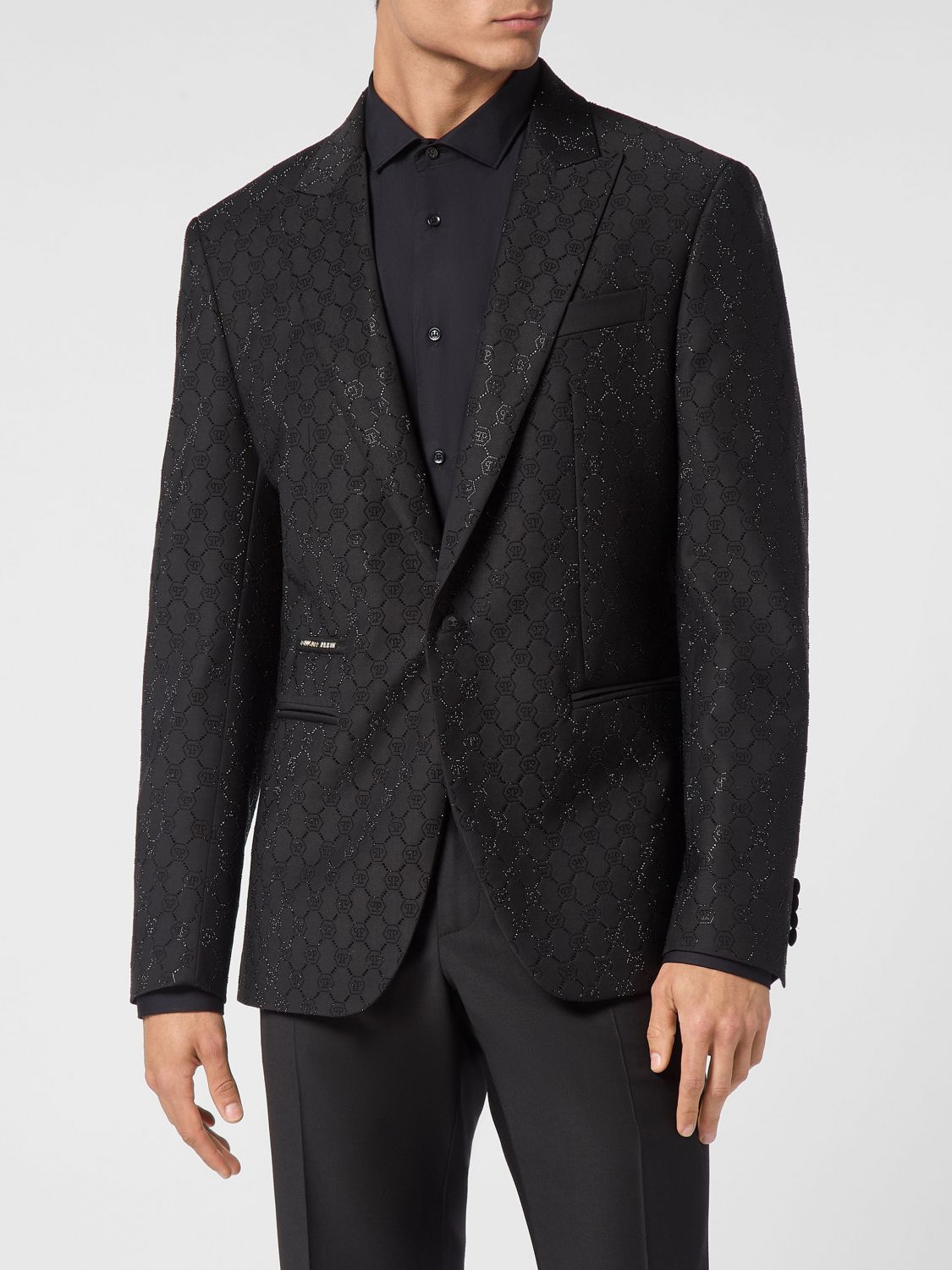 Monogram-pattern blazer - Black