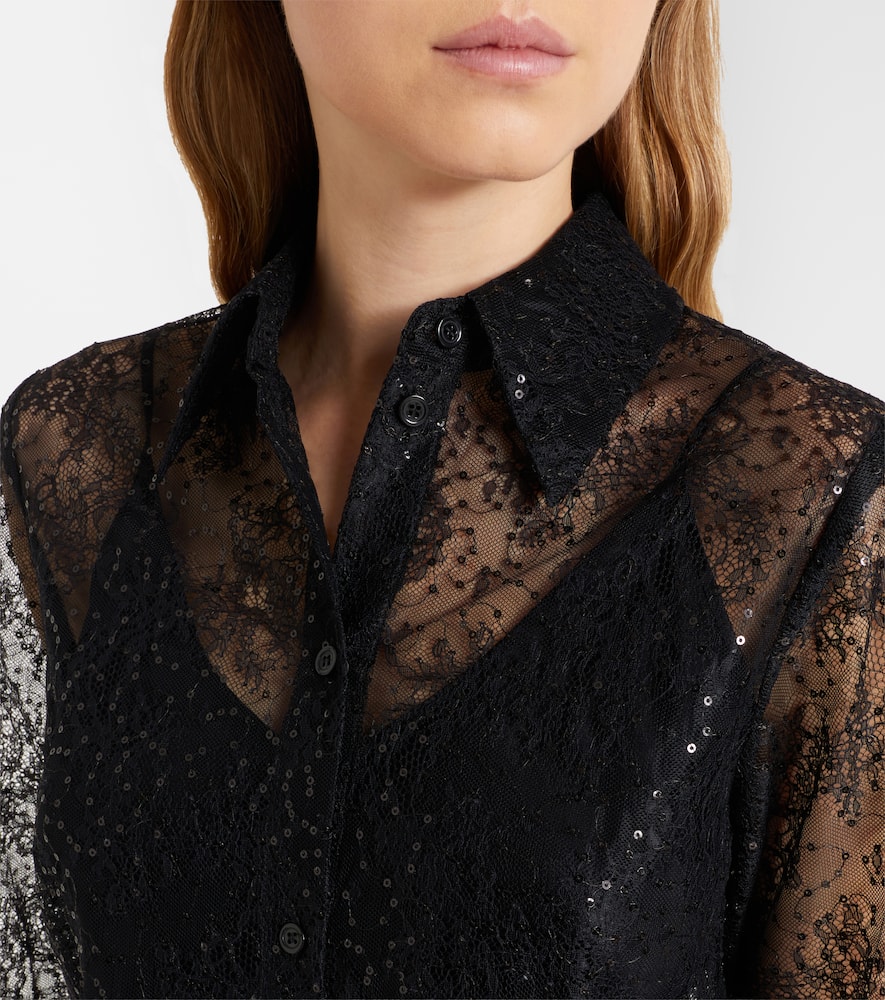 Sequined lace shirt