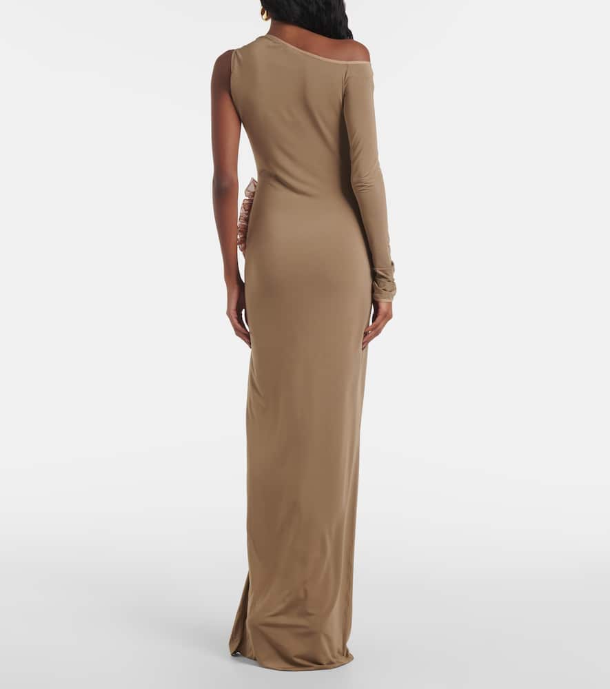 Asymmetric ruffled maxi dress