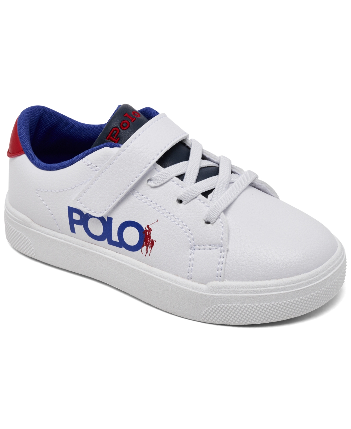 Toddler Sutton Graphic Fastening Strap Casual Sneakers from Finish Line - White, Navy