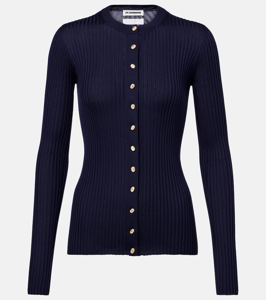 Ribbed-knit silk cardigan