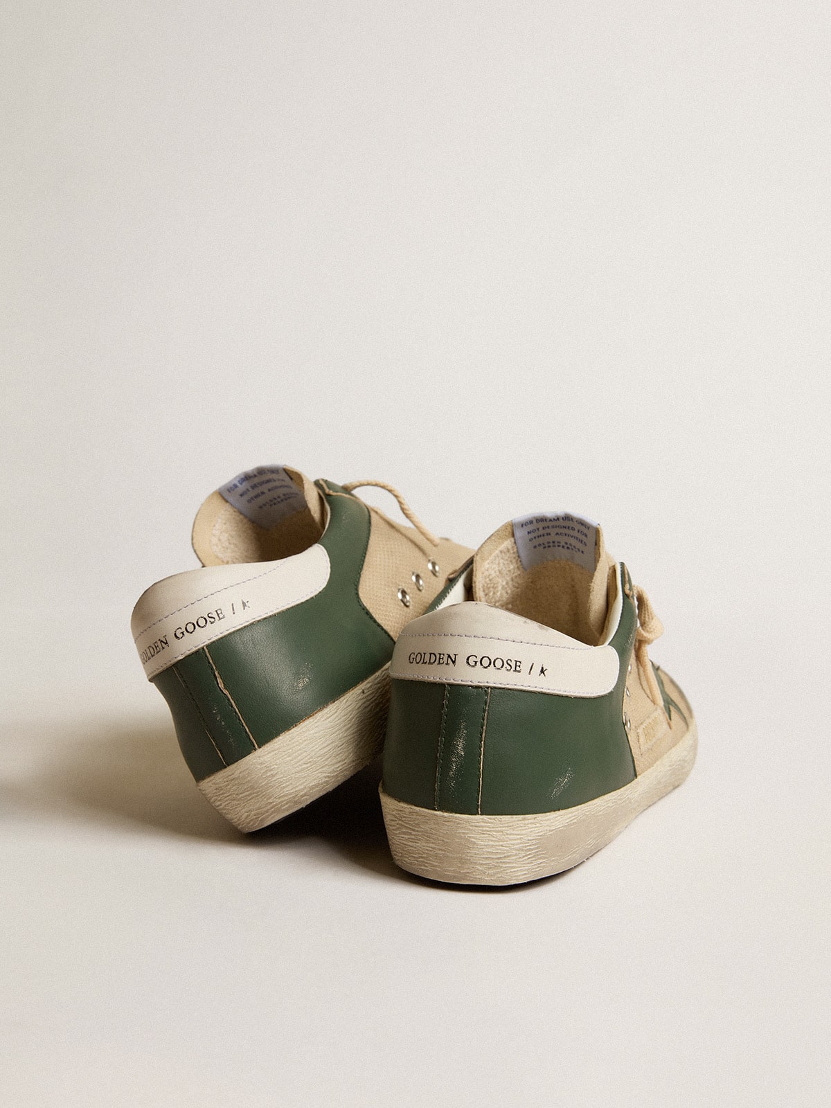 Golden Goose - Men's Super-star In Cream Mesh And Green Nappa With Nappa Star, Man