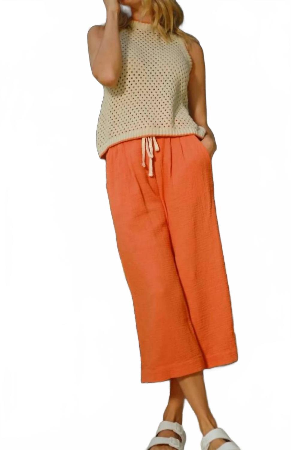 Gauze Culottes In Blaze Orange