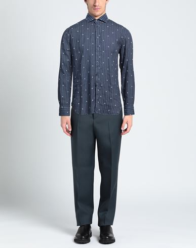 120% Lino Man Shirt Navy Size 4XL Linen
