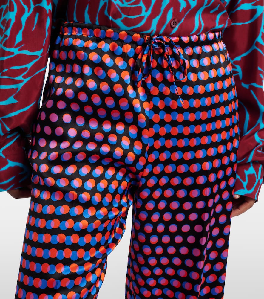 Polka-dot silk wide-leg pants