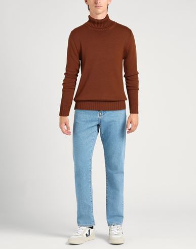 Man Turtleneck Brown Size 36 Merino Wool