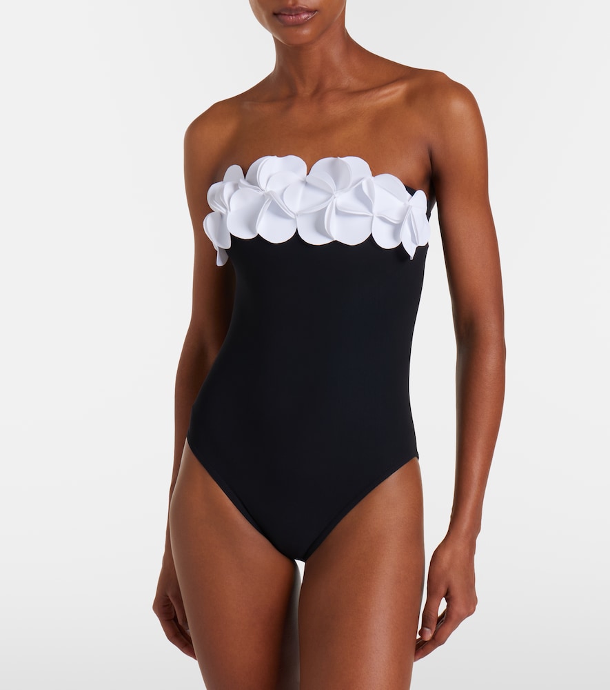Tess floral-appliqué bandeau swimsuit