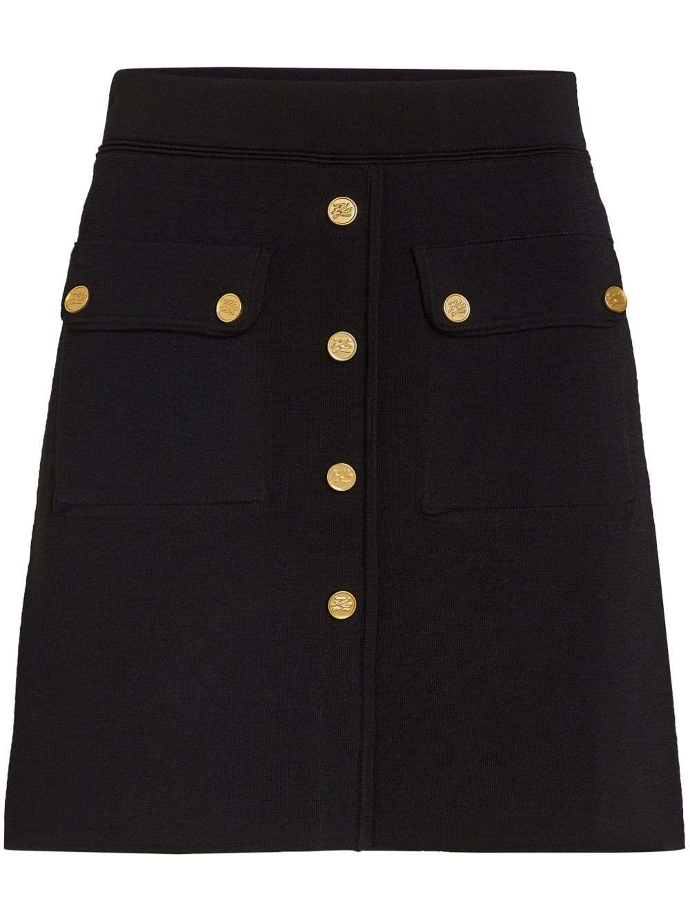 Logo-engraved buttoned skirt - Black