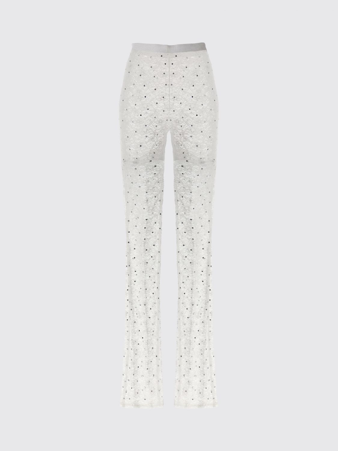 Floral-lace semi-sheer leggings - White