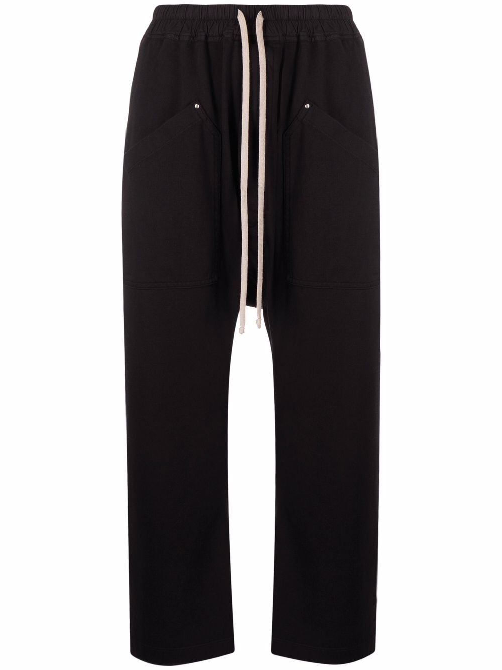 Drawstring cropped trousers - Black