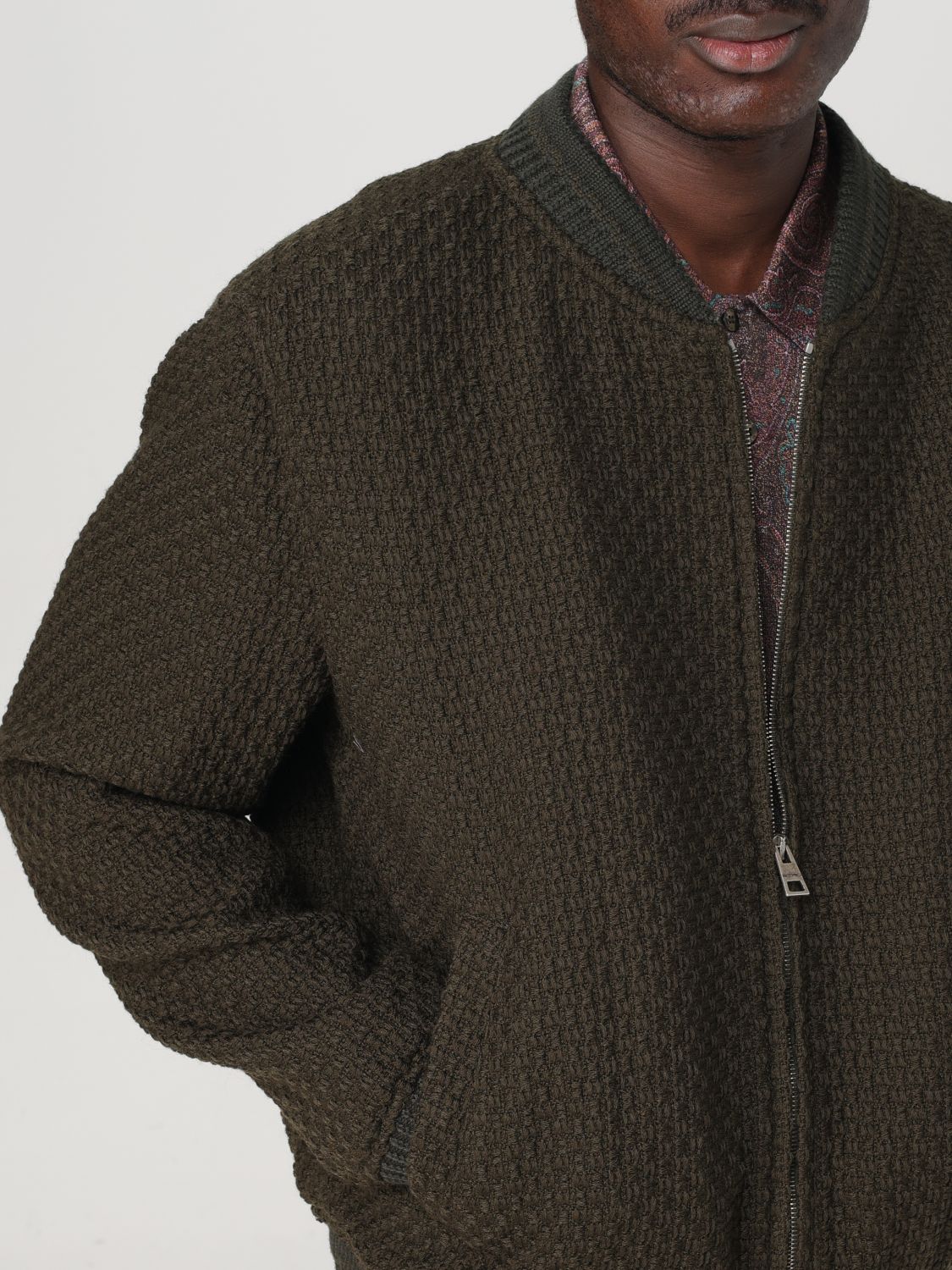 Zip-up wool bomber jacket - Neutrals